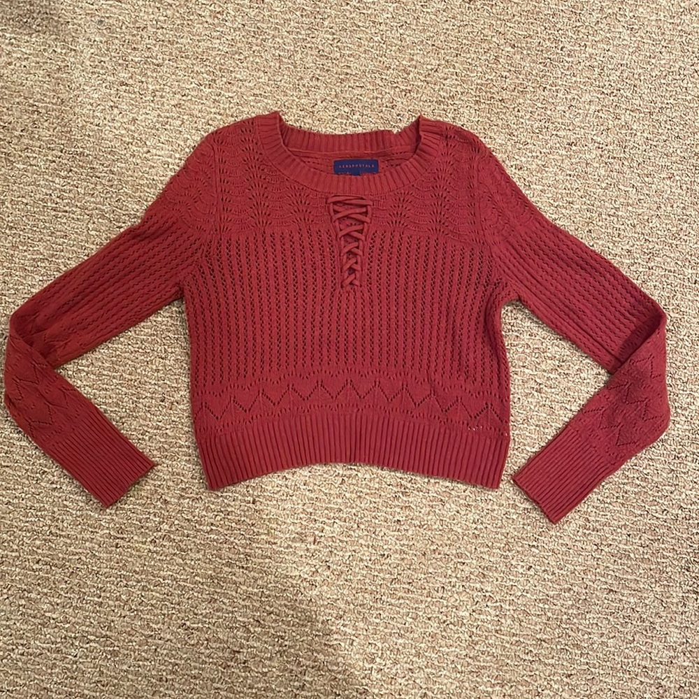 AEROPOSTALE BURNT ORANGE CROPPED SWEATER